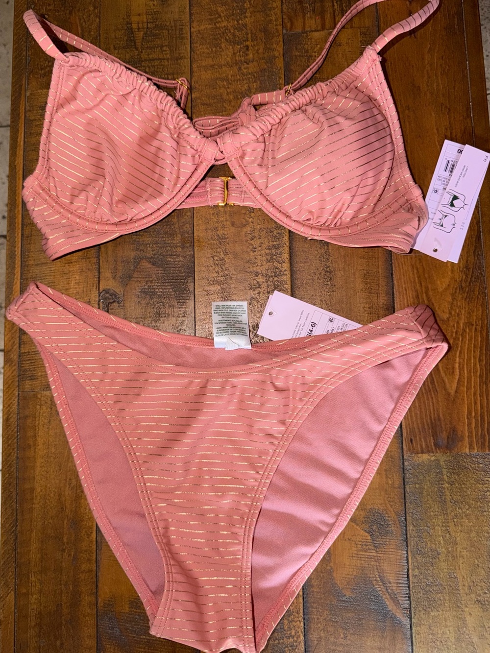 Target Pink Gold Stripe Women's Bikini Set